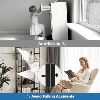 Anti-tilt wall anchor safety kit included